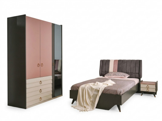 Schlofkummer Set Bett Nuetsdësch Kleederschaf Modern Luxus Setra Set