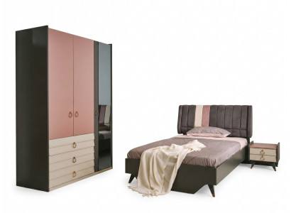 Schlofkummer Set Bett Nuetsdësch Kleederschaf Modern Luxus Setra Set