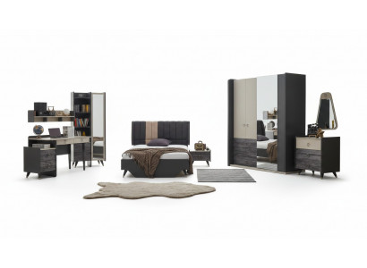 Luxuriéis gro Schlofzëmmer Set Jugendzëmmer Kannerzëmmer 7-Del Bett
