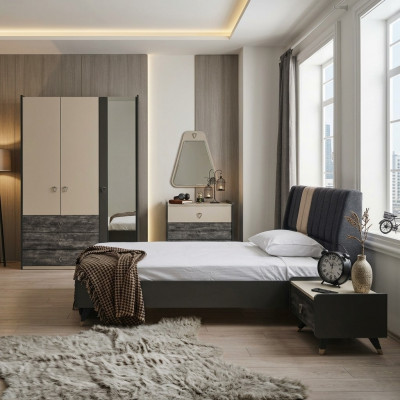 Luxuriéis stilvoll Schlofkummer Modern Ariichtung Bett 5tlg. Sets