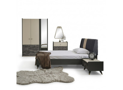 Luxuriéis stilvoll Schlofkummer Modern Ariichtung Bett 5tlg. Sets