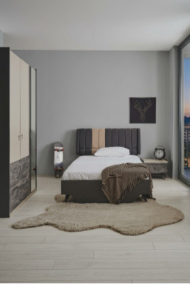 Luxuriéise stilvolle Gro Schlofzëmmer-Set Modern Bett Nuetsdësch nei
