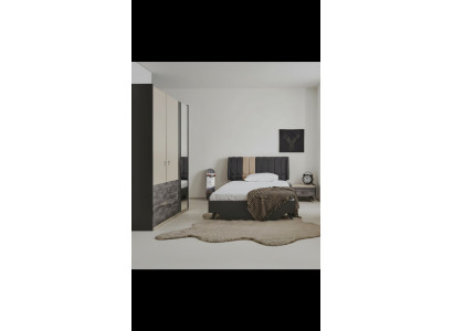 Luxuriéise stilvolle Gro Schlofzëmmer-Set Modern Bett Nuetsdësch nei