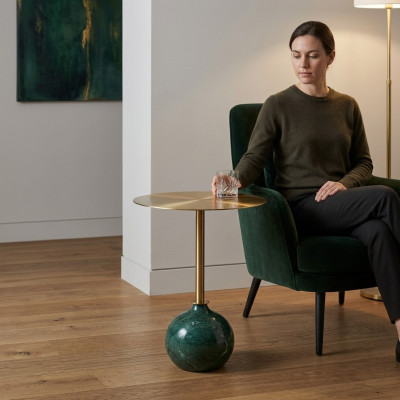 Ronne Gold Beistelltisch Couchtisch Schlofzëmmer Kommode Dëscher Konsol.