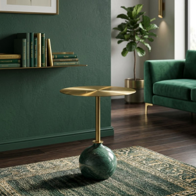 Ronne Gold Beistelltisch Couchtisch Schlofzëmmer Kommode Dëscher Konsol.