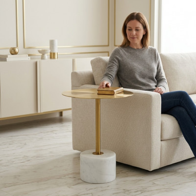 Couchtisch Schlofzëmmer Kommode Dëscher Metall modern Gold Säitentisch
