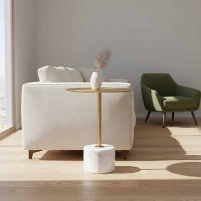 Couchtisch Schlofzëmmer Kommode Dëscher Metall modern Gold Säitentisch