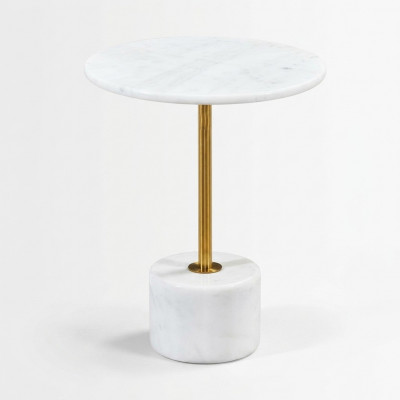 luxuriéis Couchdësch Dëscher Ronn modern Marmor Wäiss Niewendësch nei