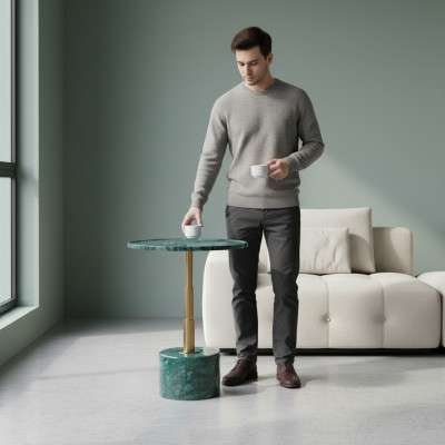 Marmor stilvolle gréng Niewendësch nei luxuriéis modern Couchtisch nei