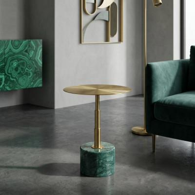 Marmor stilvoll gëllene Bäitisch nei luxuriéise modernen Couchdësch nei