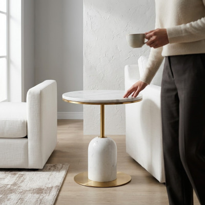 Niewent Dësch Wäiss Modern Designer Couchtisch Kaffisdësch Wunnzëmmer nei