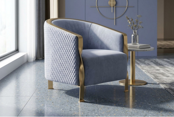 Modern luxuriéise Gri Sëtzmiwwelen Fernsee Sofa Polster Clubstull Metall
