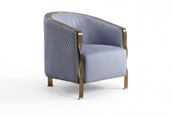 Modern luxuriéise Gri Sëtzmiwwelen Fernsee Sofa Polster Clubstull Metall