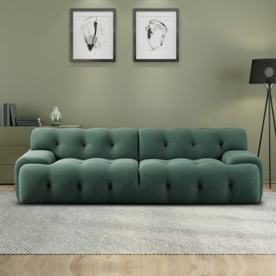 Exklusivt luxuriéise 3-Sëtzer-Sofa Stoffset modern Textilmöbel Gréng Faarf