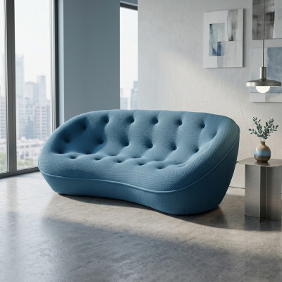 Sofa 3 Sëtz Canapé Polster Sofasen Couche Wohnzimmer Design Textil Stoff