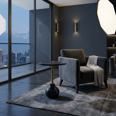Couchtisch Luxus Design Canapé Dësch Kaffi Bäisteel Dëscher Wunnzëmmer Ronn