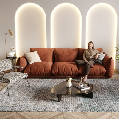Canapé 3 Sëtzer Textil Holz Modern Braun Canapé Polster Sofa Luxus Nei Canapé