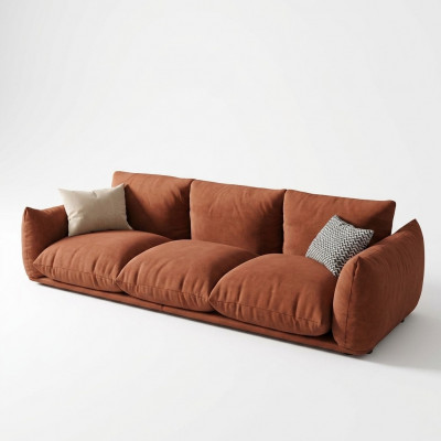 Canapé 3 Sëtzer Textil Holz Modern Braun Canapé Polster Sofa Luxus Nei Canapé