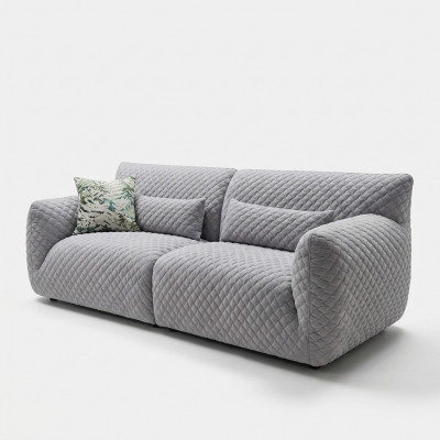 Wunnzëmmer Sofa 3 Sëtzer Grau Polster Sofas Design Holz Textil nei Modern