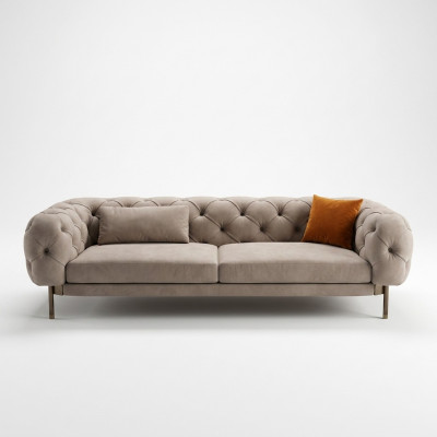 Sofa 3 Sëtzer luxuriéis Beige Polster Sofas Design Konschtlieder nei Modern