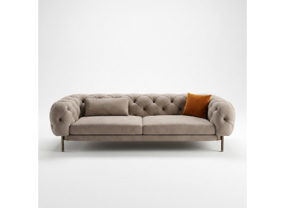 Sofa 3 Sëtzer luxuriéis Beige Polster Sofas Design Konschtlieder nei Modern