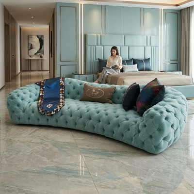 Chesterfield Drëschefelscanapé 3-Plaz Gréng Polster Canapé Design Konschtlieder nei Modern
