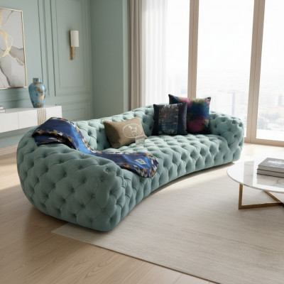 Chesterfield Drëschefelscanapé 3-Plaz Gréng Polster Canapé Design Konschtlieder nei Modern