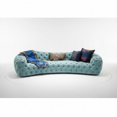 Chesterfield Drëschefelscanapé 3-Plaz Gréng Polster Canapé Design Konschtlieder nei Modern