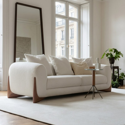 Sofa 3 Sëtz Plaz wäiss héichwäerteg Polstersofa Design Textil nei modern
