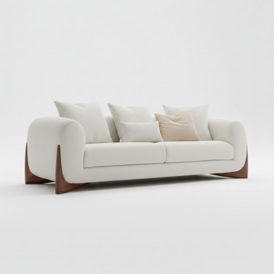 Sofa 3 Sëtz Plaz wäiss héichwäerteg Polstersofa Design Textil nei modern