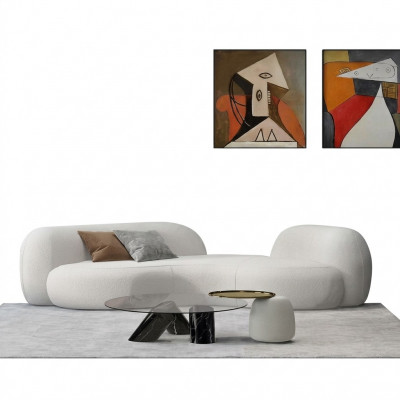 Moderne Sofa 3 Sëtzer Wäiss Héichwäerteg Polster Sofas Design Textil nei stilvoll
