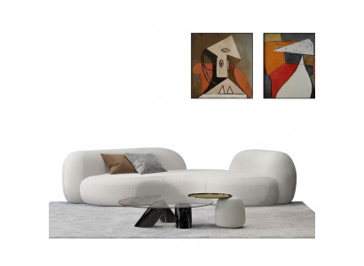 Moderne Sofa 3 Sëtzer Wäiss Héichwäerteg Polster Sofas Design Textil nei stilvoll