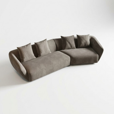Exklusivt luxuriéist 4-Sëtzer-Sofa Stoffsëtz modern Textilmöbel Gro Faarf