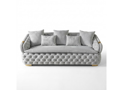 luxuriéis Designer gro 3-Sëtzer Luxus Chesterfield Stoffsofa modern nei