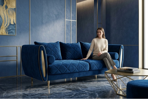 Design Blo 3-Sëtzer Relax Sofas Sofa Textil Polster Couch Stoff Couchen