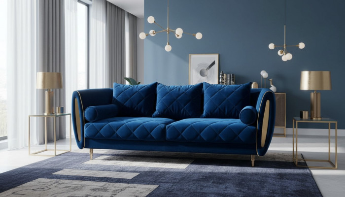 Design Blo 3-Sëtzer Relax Sofas Sofa Textil Polster Couch Stoff Couchen