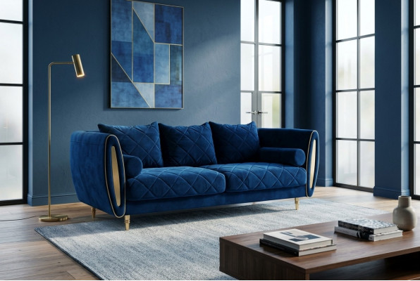 Design Blo 2-Sëtz Relax Sofa Sofa Textil Polster Canapé Stoff Couchen