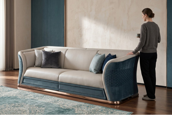 Kënschtläder Sofa-Wunnlandschaft Garnitur Design Modern Sofas Sofa 2 Sëtzer