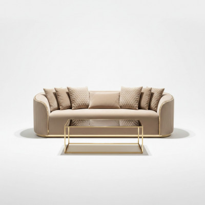Sofa 3-Sëtzer Sofas Sëtzen Modern Sofa Luxus Stoff Wunnzëmmer Dräisëtzer