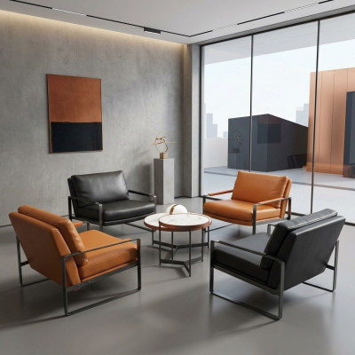 stilvoll 4x Sëtzpolster Sëtzer Modernen Design Ledersëtz Lounge Luxus