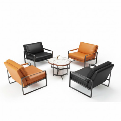 stilvoll 4x Sëtzpolster Sëtzer Modernen Design Ledersëtz Lounge Luxus