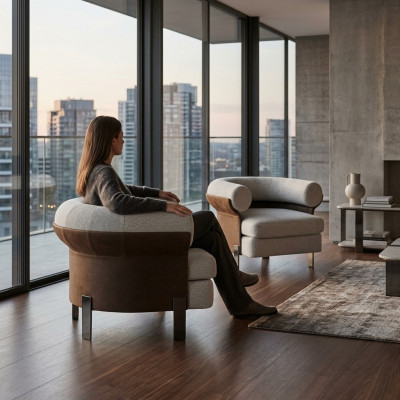 Luxuriéis Still Modern Still Telévisionscouch 1-Sëtz Sofa Textil Stoff