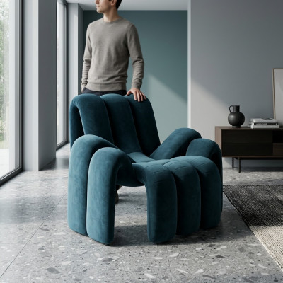 Stilvoll Sëtz gréng Canapé 1 Sëtz modern luxuriéis Sëtz Stoffer nei