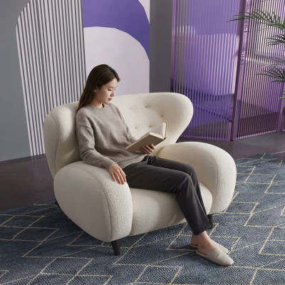 Stylvoll modern Fautteuil Wäiss Fautteuil Fernsee Couch 1 Sëtz Sofa Stoff