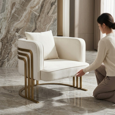 Héichwäerteg Textil Sess Stilvollen Wäisse Sess modernen Sess Fernseh Couch