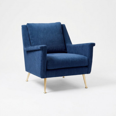 Design Luxus Bloe Chair Fauteuil Sofa 1 Plaz Fernseh Sofa Stoff Textil