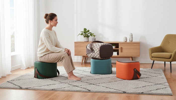 Rechteckeg Pouf Modern Miwwelen Fouss-Pouf Luxus Design Wunnzëmmermiwwelen
