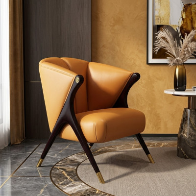 Design Luxus Orangë Fautteuil Chair Sofa 1 Plaz Fernseh Chaise Liederlook