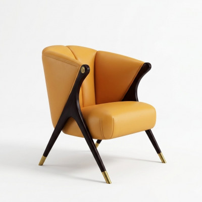 Design Luxus Orangë Fautteuil Chair Sofa 1 Plaz Fernseh Chaise Liederlook