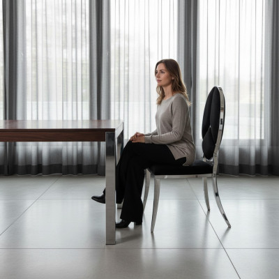 Stull Schwaarz Nei Still Polsterstull Fauteuil Metall Lounge Design Miwwelen